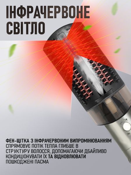 Фен-щітка з інфрачервоним нагрівом та іонізацією 3в1 для сушки та укладки волосся T_0100397 фото