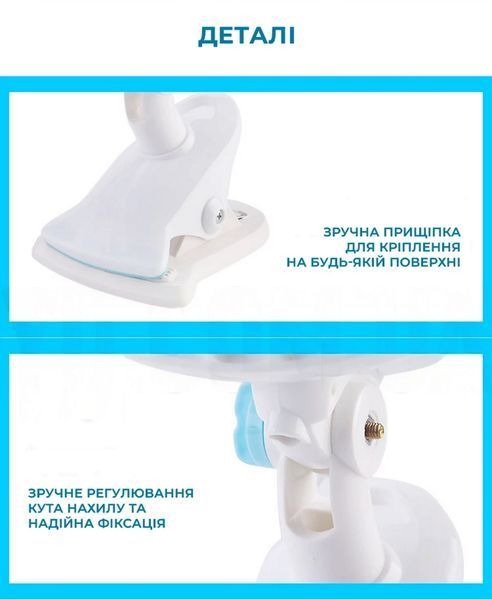 Компактний настільний вентилятор з прищіпкою та двома швидкостями обертів Т_2518 фото