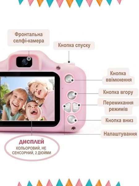 Аккумуляторная цифровая игрушка детский фотоаппарат с выбором рамок для фото и играми, розовый T_1070 фото