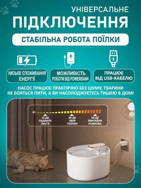 Автоматична поїлка-фонтан для котів і собак 3 л з USB та фільтром Т_2812 фото
