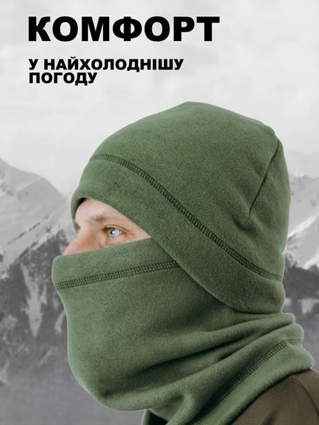 Флісовий бафф-хомут із затяжками, оливковий, осінньо-зимовий аксесуар 12059 фото