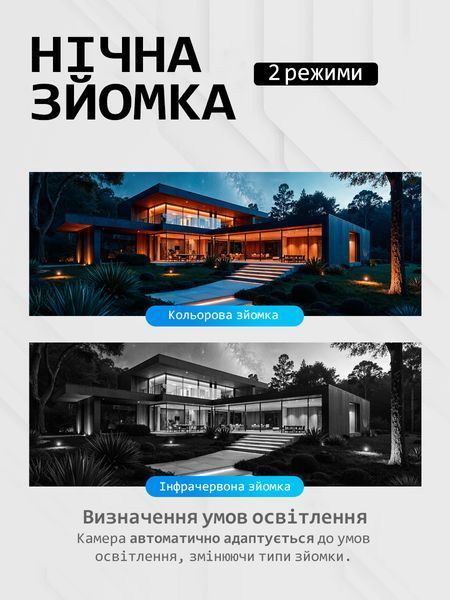 Wi-Fi камера відеоспостереження 2 МП, 1080p, кут огляду 120&deg;, нічне бачення, біла T_0100205 фото