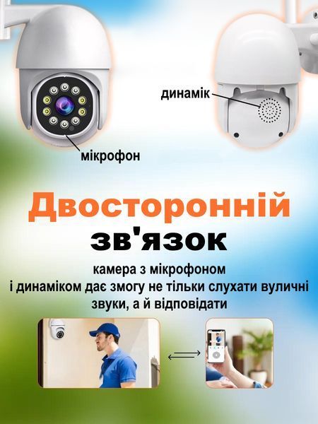 Вулична Wi-Fi камера 2MP &ndash; 360&deg; огляд, віддалений доступ, нічна зйомка, датчик руху, двосторонній звук Т_2932 фото
