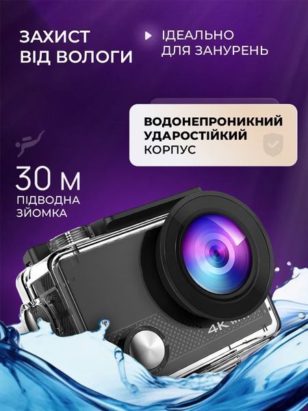 Екшн-камера з дисплеєм 4K Ultra HD Wi-Fi з водонепроникним боксом T_0100213 фото