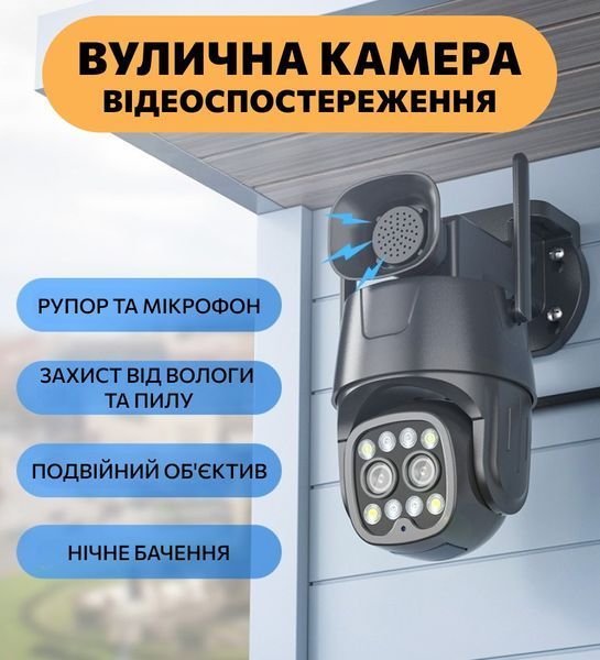Уличная поворотная WI-FI IP камера с двумя объективами и ночным видением T_2643 фото