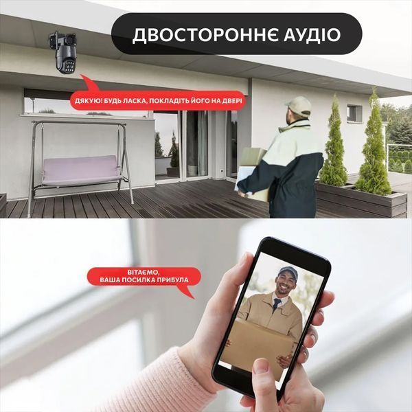 Уличная поворотная WI-FI IP камера с двумя объективами и ночным видением T_2643 фото
