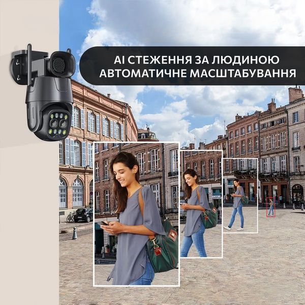 Уличная поворотная WI-FI IP камера с двумя объективами и ночным видением T_2643 фото