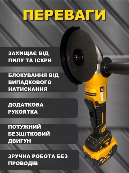 Аккумуляторная угловая шлифмашина болгарка с двумя батареями 24В в кейсе Т_2682 фото